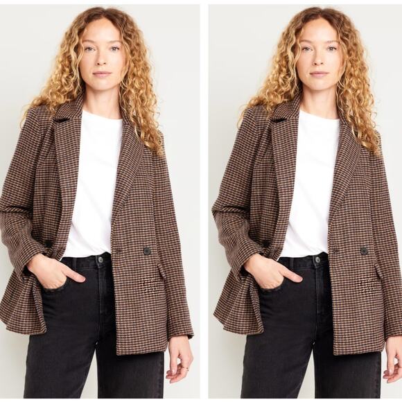 SKIES ARE BLUE Curvy Oversized Houndstooth Plaid Blazer Black Red Sz 1X NWT {S1} - Picture 1 of 6